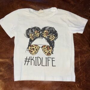 White Kids T-Shirt with Leopard Print Design 1 yr old size